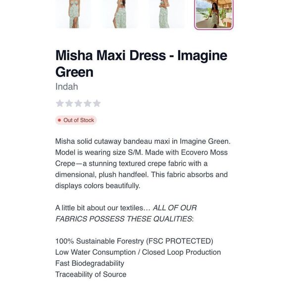 INDAH NWT Misha Bandeau Maxi Dress In Imagine Green Witchy Earth Goddess M/L - Picture 13 of 15